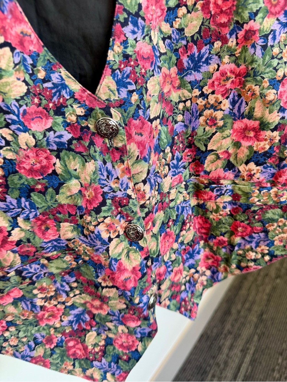 Vintage Absolutely At Last Floral Cotton Vest Size M - Picture 2 of 7